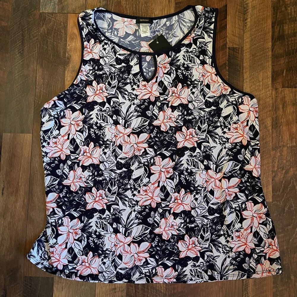 Espresso Los Angeles SZ 2X multicolor plus size top Floral blue  New tags
